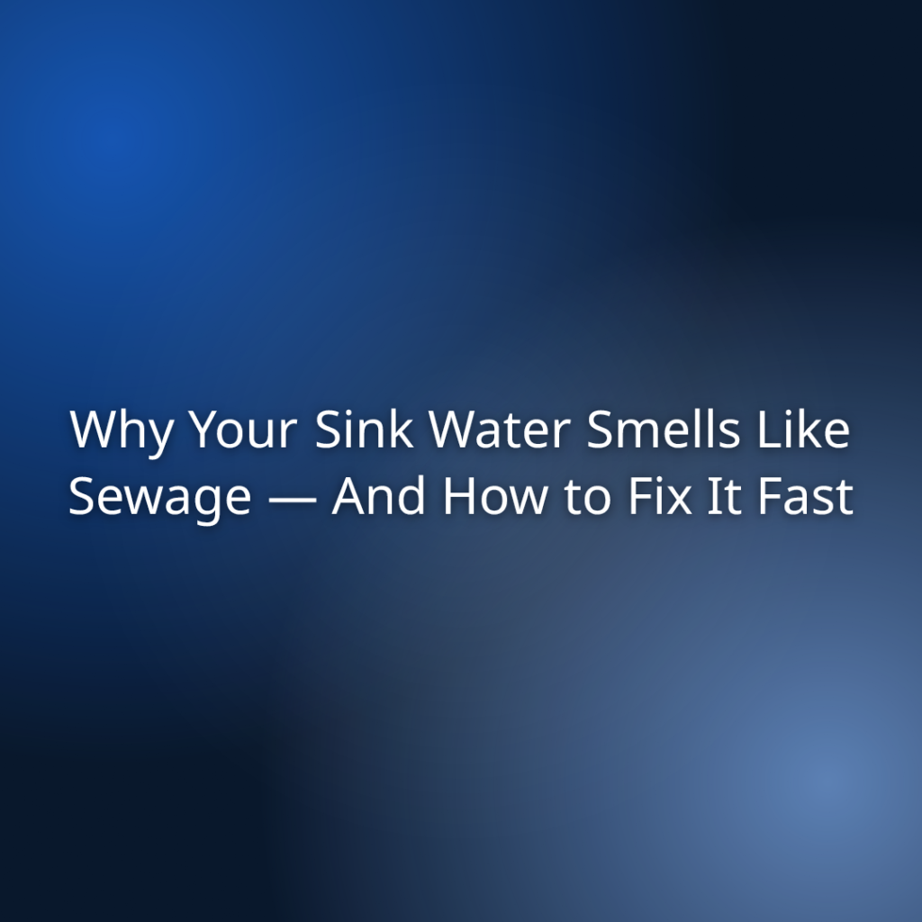 Why Your Sink Water Smells Like Sewage — And How to Fix It Fast