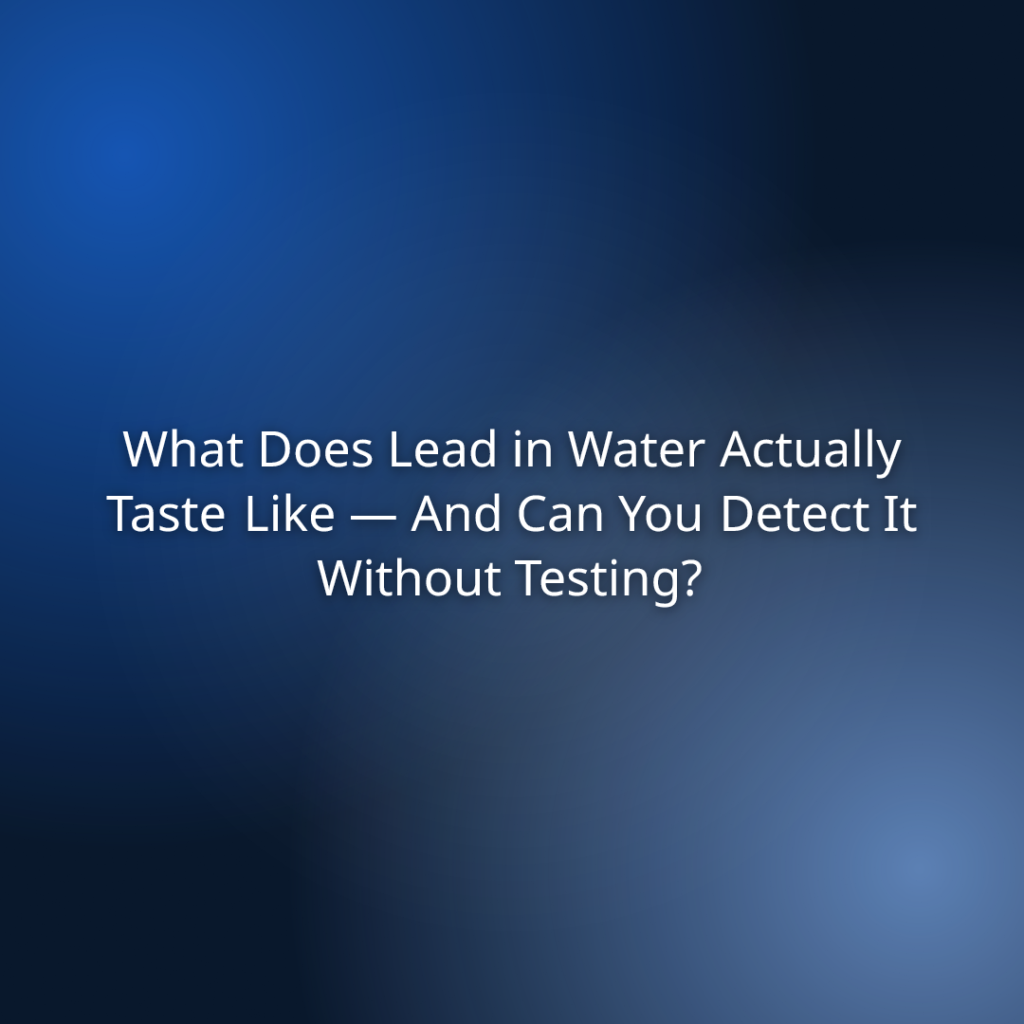 What Does Lead in Water Actually Taste Like — And Can You Detect It Without Testing?